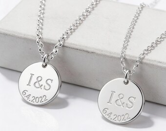 Couple Necklace Set Sterling Silver - His and Hers Matching Jewelry