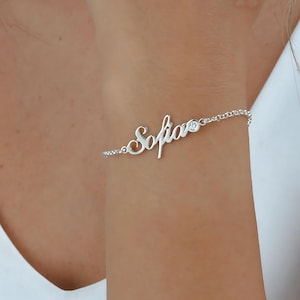 Birthstone Name Bracelet Sterling Silver - Personalized Women Jewelry - Custom Gift for Her