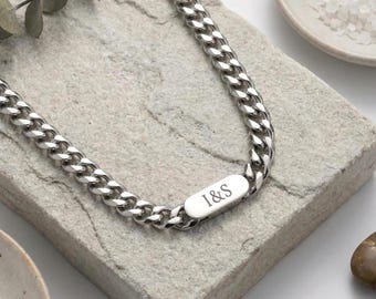 Cuban Link Tag Necklace Stainless Steel