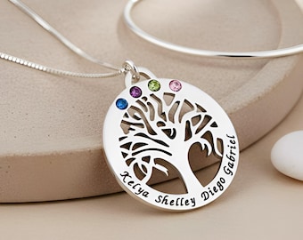Tree of Life Mother Necklace with Kids Names & Birthstones