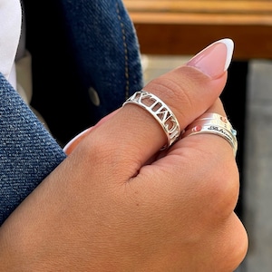 Roman Numeral Date Ring Sterling Silver - Anniversary Date Gift for Her - Bridesmaids Present Idea - Custom Jewelry - Mothers Day Gift