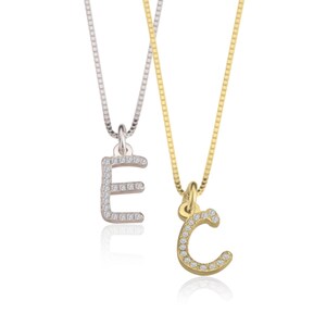 Dainty Pave Initial Necklace: Sterling Silver CZ Personalized Jewelry