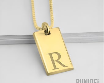 Tiny Tag Initial Necklace Sterling Silver