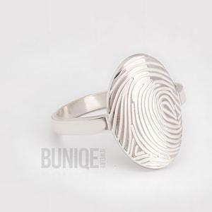 Sterling Silver Fingerprint Ring: Custom Thumbprint Keepsake Jewelry