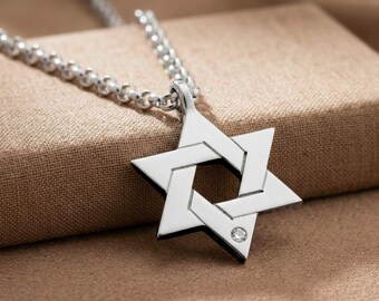 Star of David Necklace Sterling Silver with Cubic Zirconia