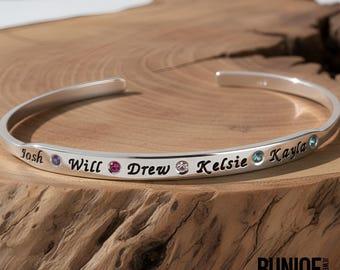 Mother Bracelet with Kids’ Names and Birthstones
