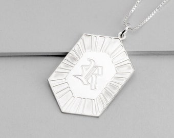 Old English Initial Tag Necklace