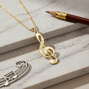 Collana con ciondolo a forma di chiave di violino in cristallo: ciondolo in argento con nota musicale, gioiello da musicista, regalo, fatto a mano - Italia