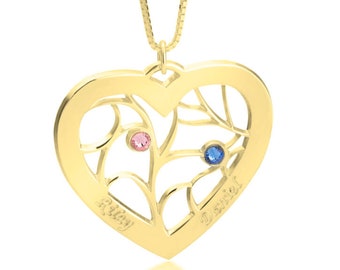 Moms Heart Necklace Tree of Life Pendant