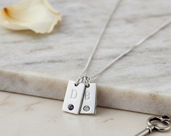 Custom Initial Birthstone Necklace for Mom