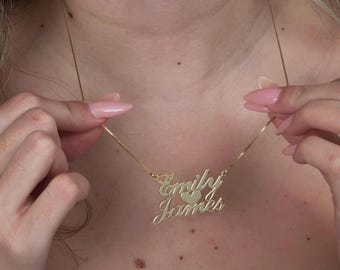 Couples Heart Name Necklace