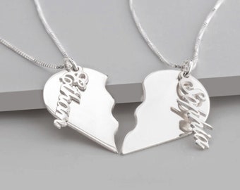 Broken Heart Name Necklace Set