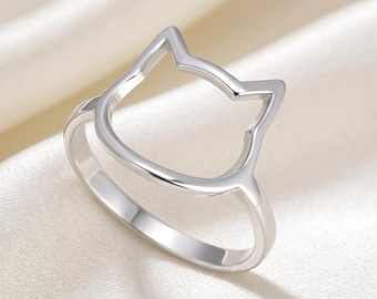 Open Cat Face Ring for Women