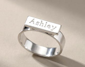 Sterling Silver Name Signet Ring