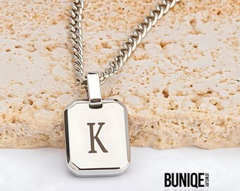 Mens Initial Mini Tag Necklace