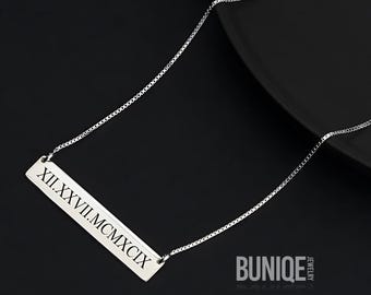 Engraved Horizontal Bar Necklace