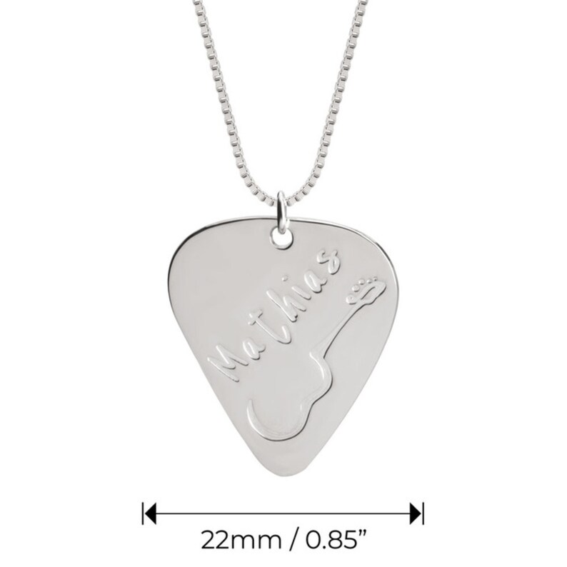 Matching Guitar Necklace Set for Couple 925 Sterling Silver Engraved Guitar Pick & Tiny Guitar Initial Necklace Music Lovers Jewelry image 4