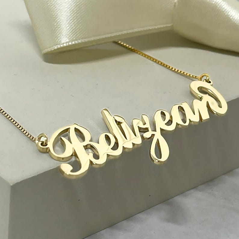 Sterling Silver Carrie Name Necklace, Personalized Nameplate Jewelry - Etsy