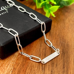 Collar para mamá con nombres de los hijos y cadena de clip, plata de ley - Regalo personalizado para mamá