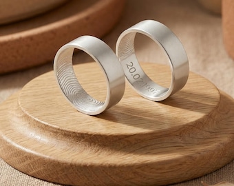 Sterling Silver Fingerprint Ring Set