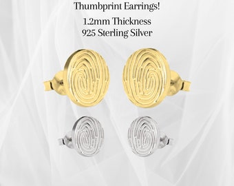 Custom Fingerprint Earrings Sterling Silver