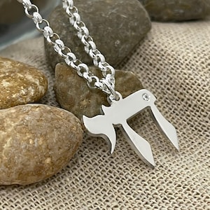 Hebrew Chai Necklace with Birthstone - Sterling Silver 925 Israeli Judaica Jewelry - Jewish Bar Mitzvah Gift for Son