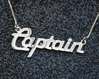 Retro Name Necklace Sterling Silver