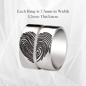 Sterling Silver Fingerprint Rings Set: His & Hers Promise Rings