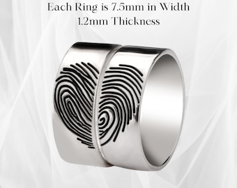 Custom Fingerprint Ring Set for Couples