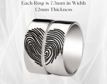 Custom FingerPrint Ring Set for Couples