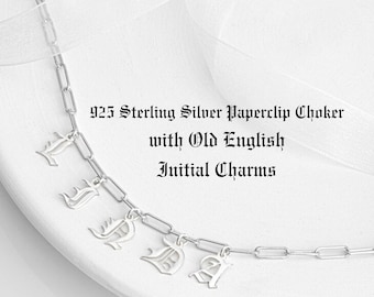 Paperclip Chain Necklace with Old English Initials