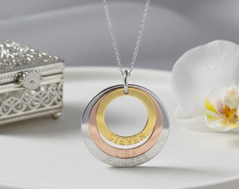 Mother Circle Necklace with Kids Names