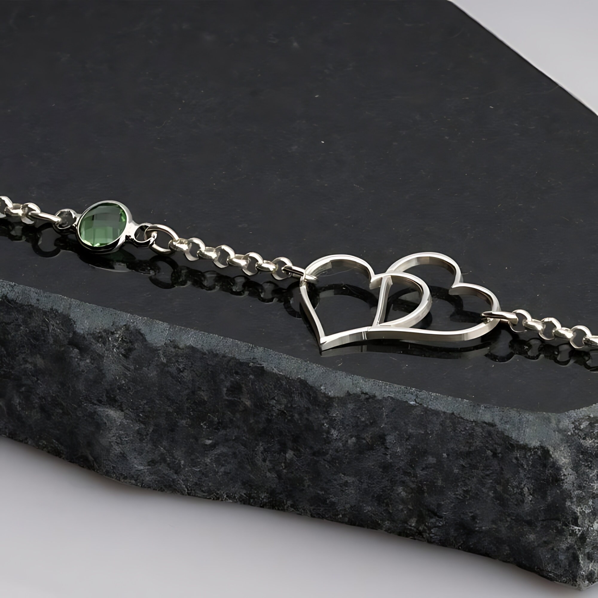 thumbnail image 2 of Dolce Valentina 925 Sterling Silver Anklet – Birthstone Heart Charm, 9.5” Curb Chain 2 of 4