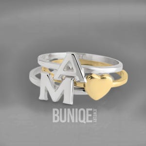 Sterling Silver Initial Ring: Personalized Stackable Letter Jewelry