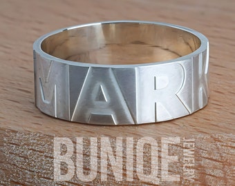 Mens Ring - Custom Name Ring Sterling Silver