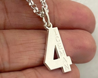 Engraved Name Number Necklace Sterling Silver