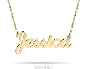 14K Gold Name Necklace 0.8mm Thickness