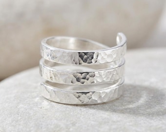 Hammered Sterling Silver Adjustable Wrap Ring
