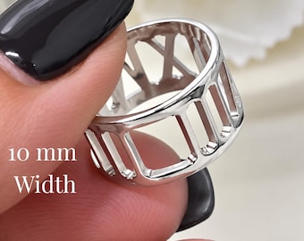 Sterling Silver Roman Numeral Ring - Gold or Rose Gold Plated