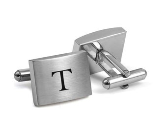 Engraved Square Cufflinks - Customized Stainless Steel Groomsman Cuff Links - Wedding Gift for Him