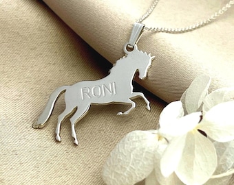 Personalized Sterling Silver Horse Necklace