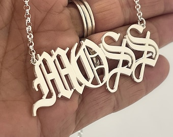 Old English Name Necklace Sterling Silver