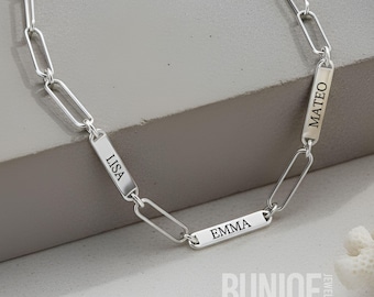 Paperclip Mother Necklace with Multiple Kids Names