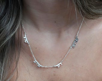 Hebrew Multi Name Necklace for Mom with Kids Names