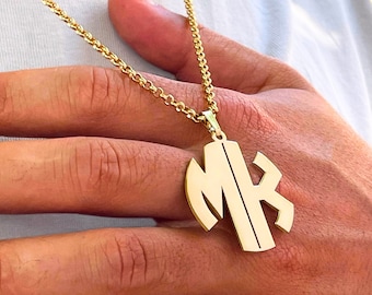 Mens Monogram Initials Necklace