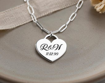 Paperclip Heart Necklace Sterling Silver