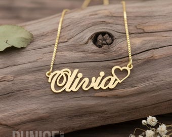 Open Heart Name Necklace
