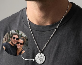 Custom Photo Disc Necklace, Sterling Silver Engraved Picture Pendant