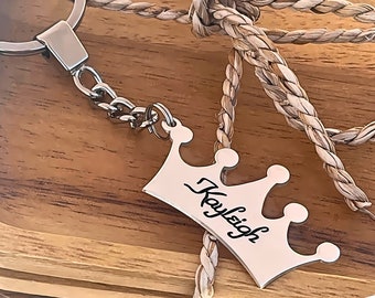 Laser Engraved Crown Keychain