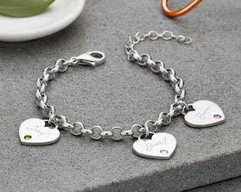 Sterling Silver Mom Bracelet with Kids Names